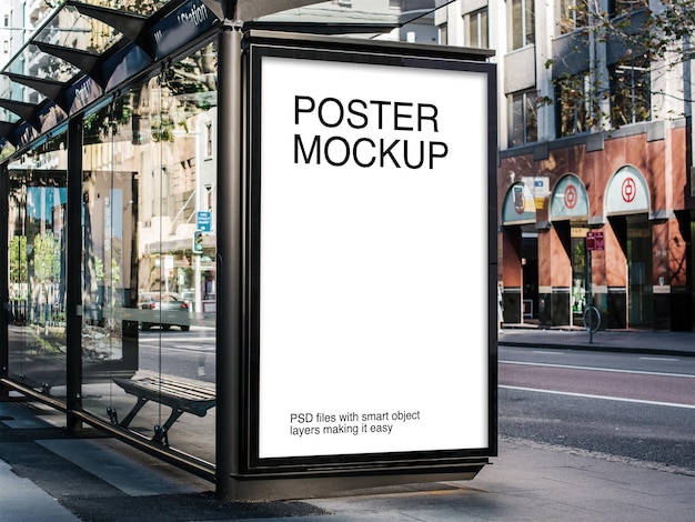 A poster mockup on a city street