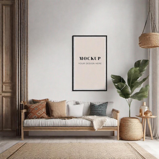 Poster Mockup in Home Interior for Stylish Wall Art Presentation