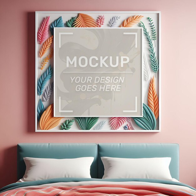 A poster mockup of a kids modern bedroom interior design