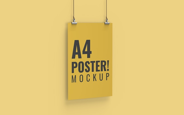 Poster mockup left view A4 Size