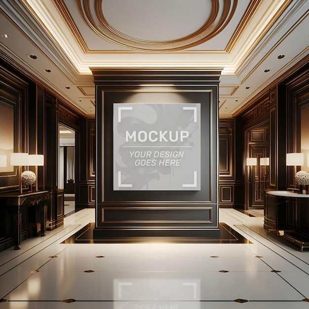 A poster mockup of a luxury Hall interior design