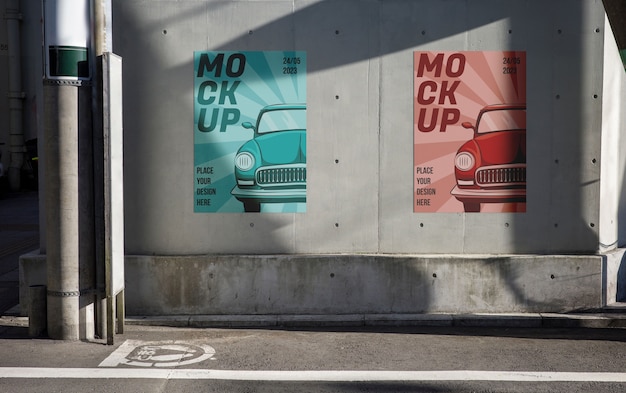 Poster mockup in parking space