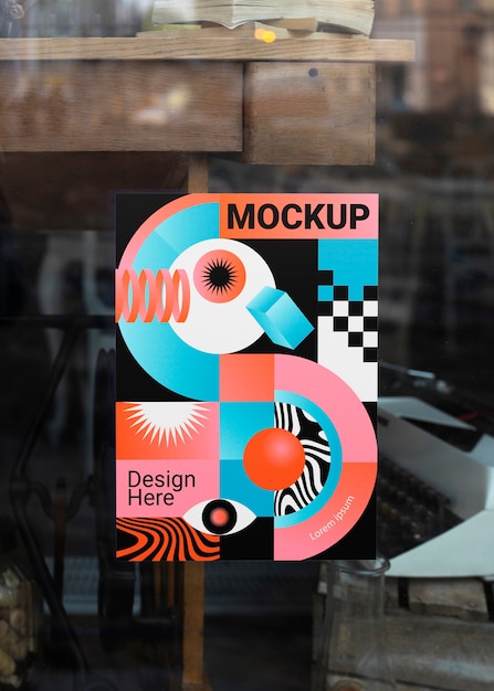 Poster mockup in shop window