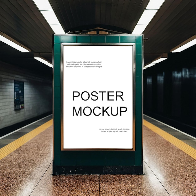 PSD poster mockup at subway station