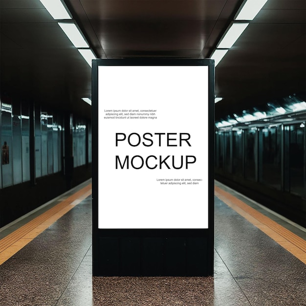 PSD poster mockup at subway station