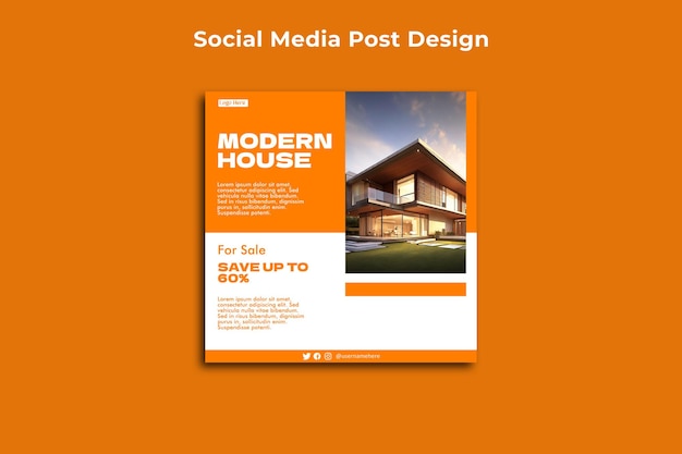 a poster for modern house design with a picture of a house on the cover