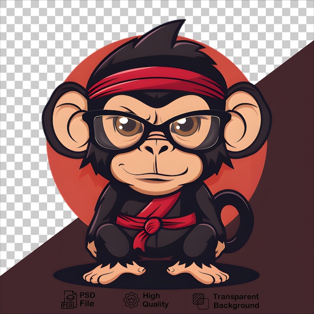 a poster for a monkey in a bandana with a red circle behind it