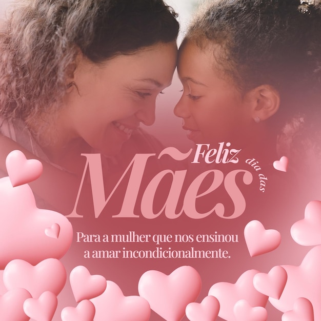 a poster for a mother and daughter with hearts saying happy birthday