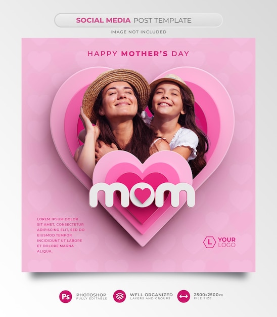 A poster for a mother's day with a happy mother's day message.