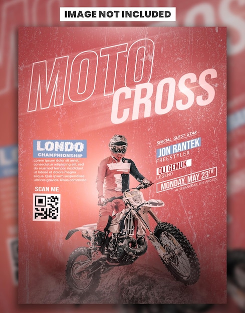 A poster for moto cross shows a man on a motorcycle.