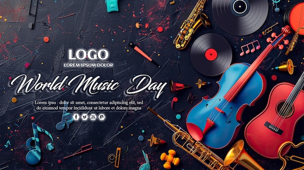 PSD a poster for music that says music day on it