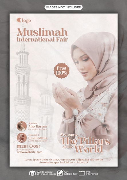 PSD a poster for the muslimah woman conference