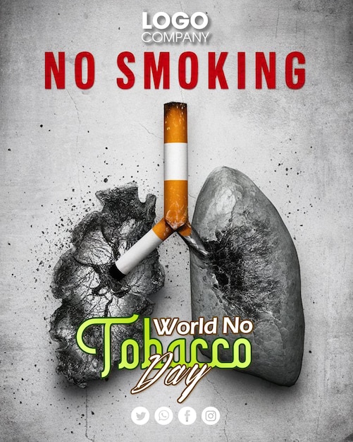 PSD a poster for no tobacco smoking world smoking day