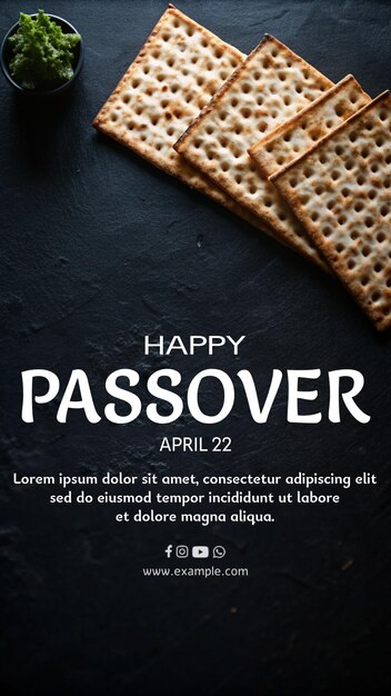 PSD a poster for passover with a plate of crackers and a potted plant