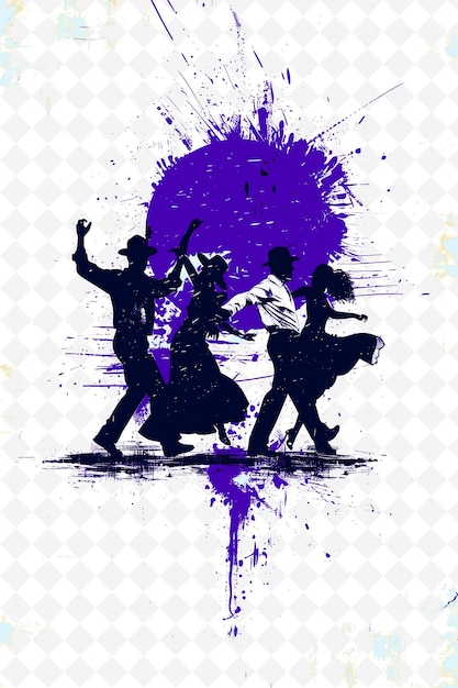 a poster of people dancing in the water with a purple background