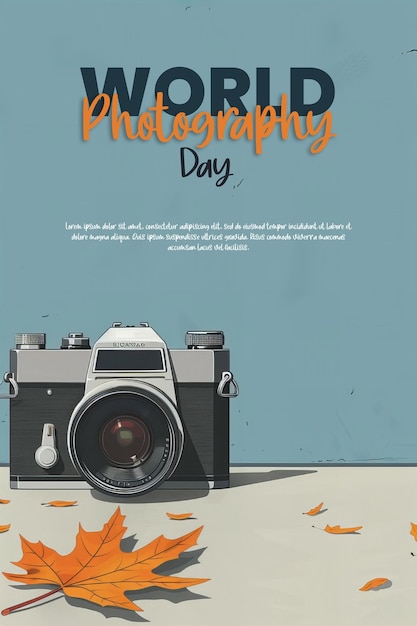 PSD a poster for photography day with a picture of a camera