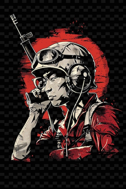 PSD a poster for a pilot with a gun and a red background