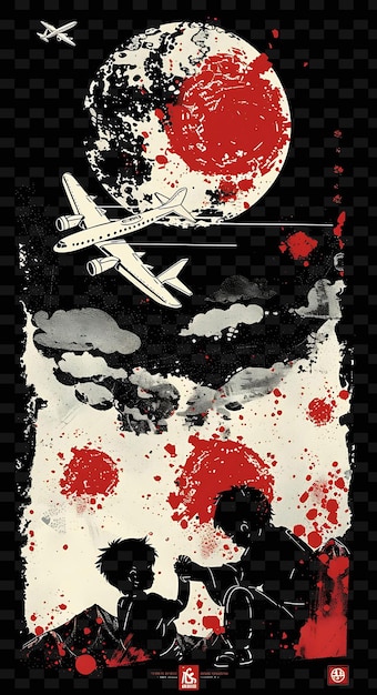 PSD a poster for a plane with a red circle on the top