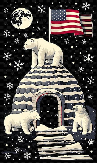 a poster for polar bears with a flag on it