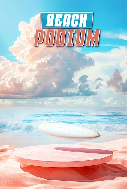 a poster for product podium display with sea background