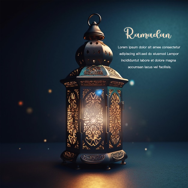 A poster for ramadan with a blue background and the text ramadan.