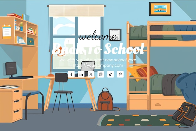 PSD a poster of a room with a book called welcome to the school