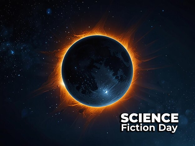 PSD a poster for science fiction shows a solar eclipse