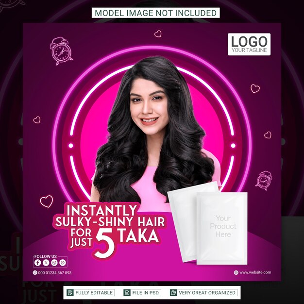 a poster for Shampoo Sachet pack with model