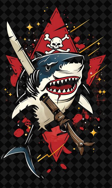 a poster for a shark with a gun on it