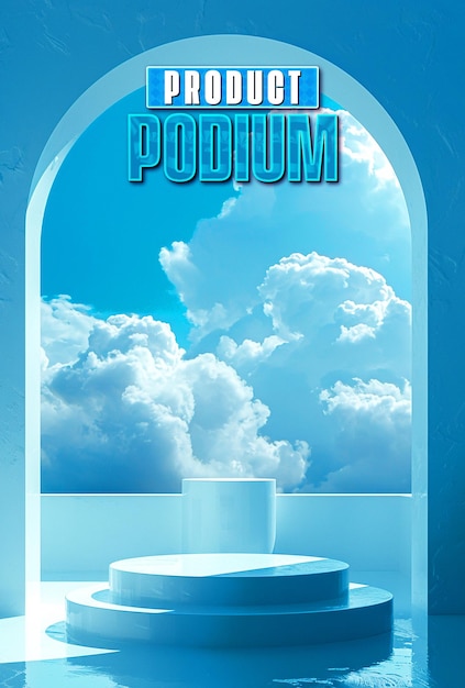 PSD a poster for sky product podium background