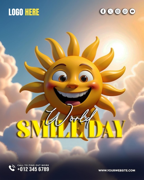 PSD a poster for a smiley face with the words quot smile quot