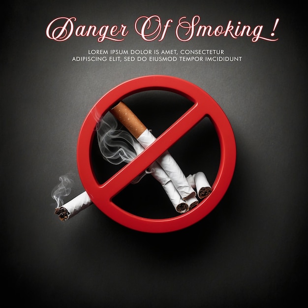 a poster for smoking and smoking with a red background