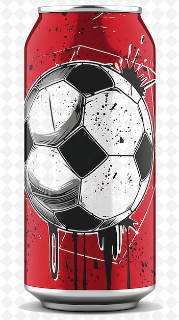 PSD a poster of a soccer ball with a red background with a black and white picture of a soccer ball