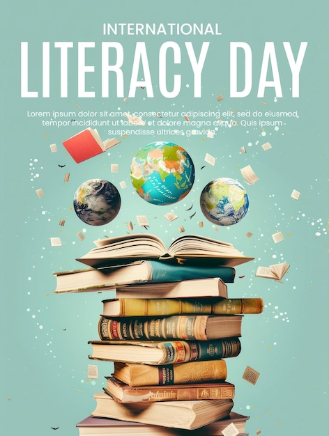 PSD poster for social media about world literacy