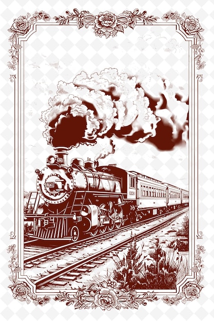 PSD a poster for a steam train with the wordssteamon it