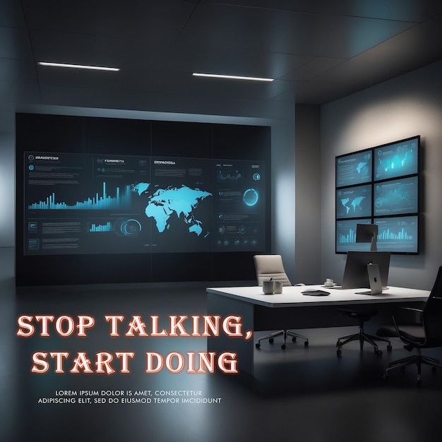 a poster for stop talking about a project that says stop talking