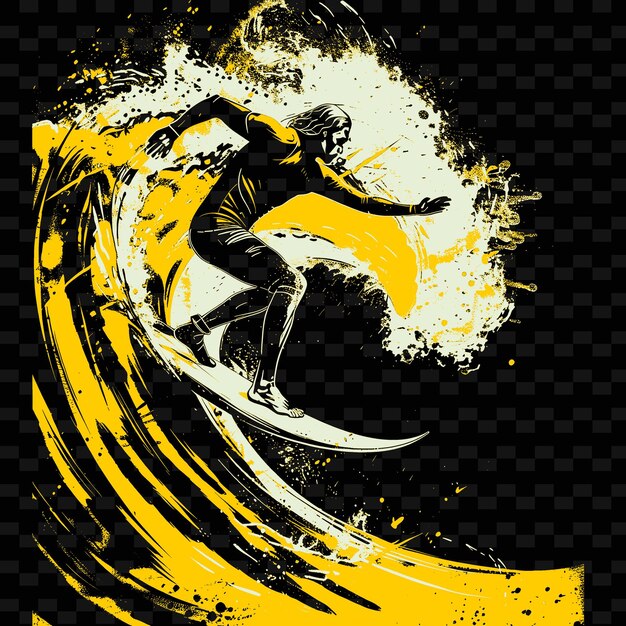 a poster of a surfer with a wave and the word surfer on it