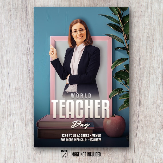 PSD a poster for a teacher day in a classroom