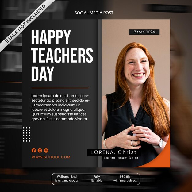 PSD a poster for a teacher day social media design