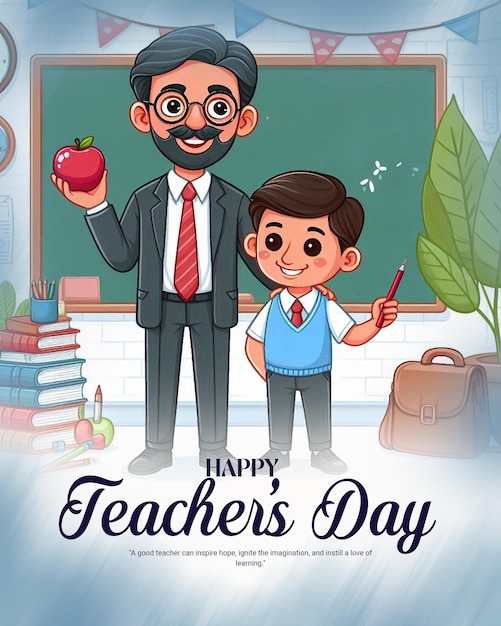 a poster for teachers day of teacher day with a teacher and a teacher