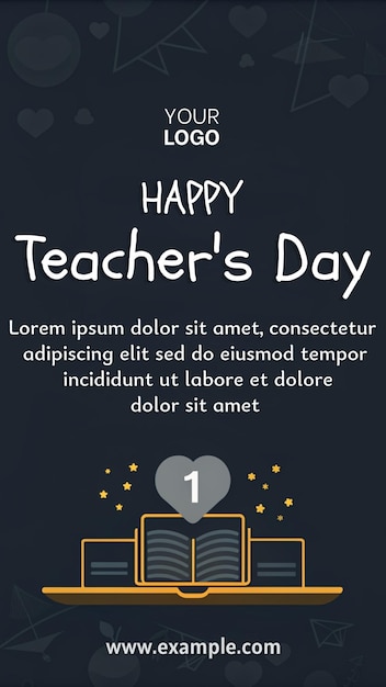 PSD a poster for teachers day with a heart and books on it