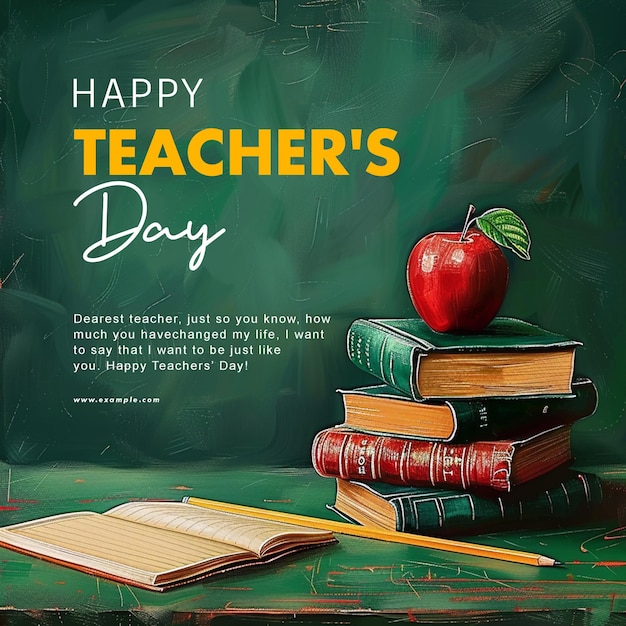 PSD a poster of teachers day written on a chalkboard background with teachers day banner