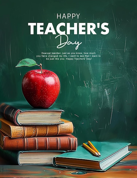 PSD a poster of teachers day written on a chalkboard background with teachers day banner