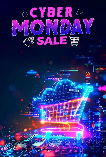 PSD a poster for technological cyber monday sale social media template