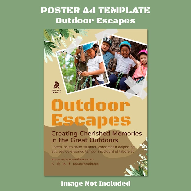 Poster template kids Outdoor Escapes soft color