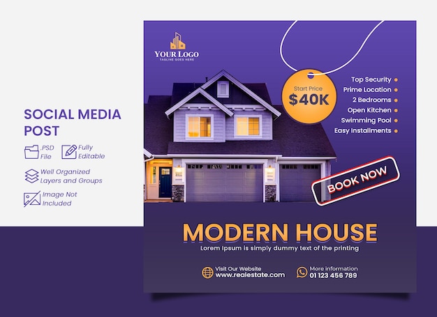 poster template for a modern house property sale