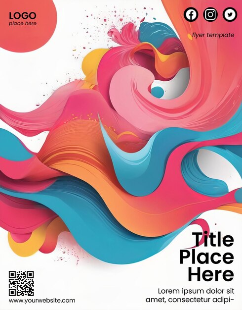 Poster template with abstract full color illustration