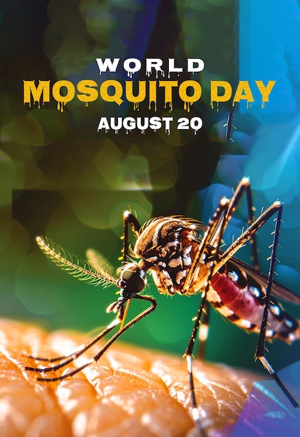 PSD poster template for world mosquito day background