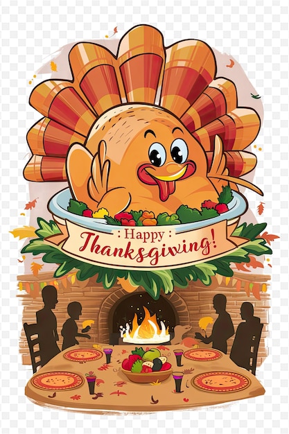 PSD a poster for thanksgiving with a turkey and a plate of food