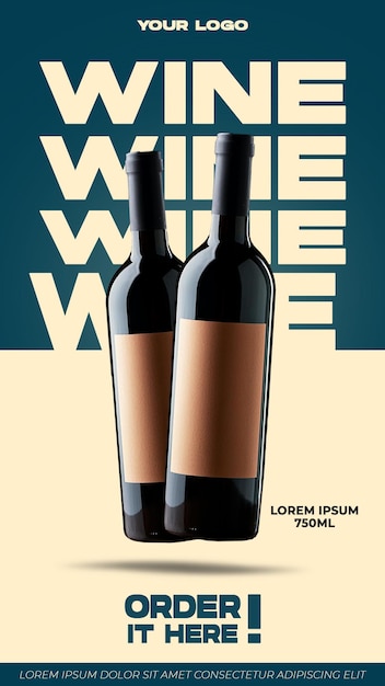 PSD a poster of two bottles of wine with the words the white wine on the bottom